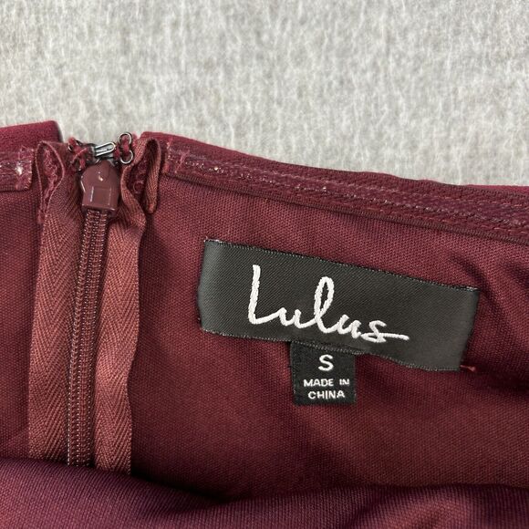 Lulus Dress Womens S Maxi Gown Burgundy Off-The-Shoulder Wedding Romantic - Picture 7 of 14